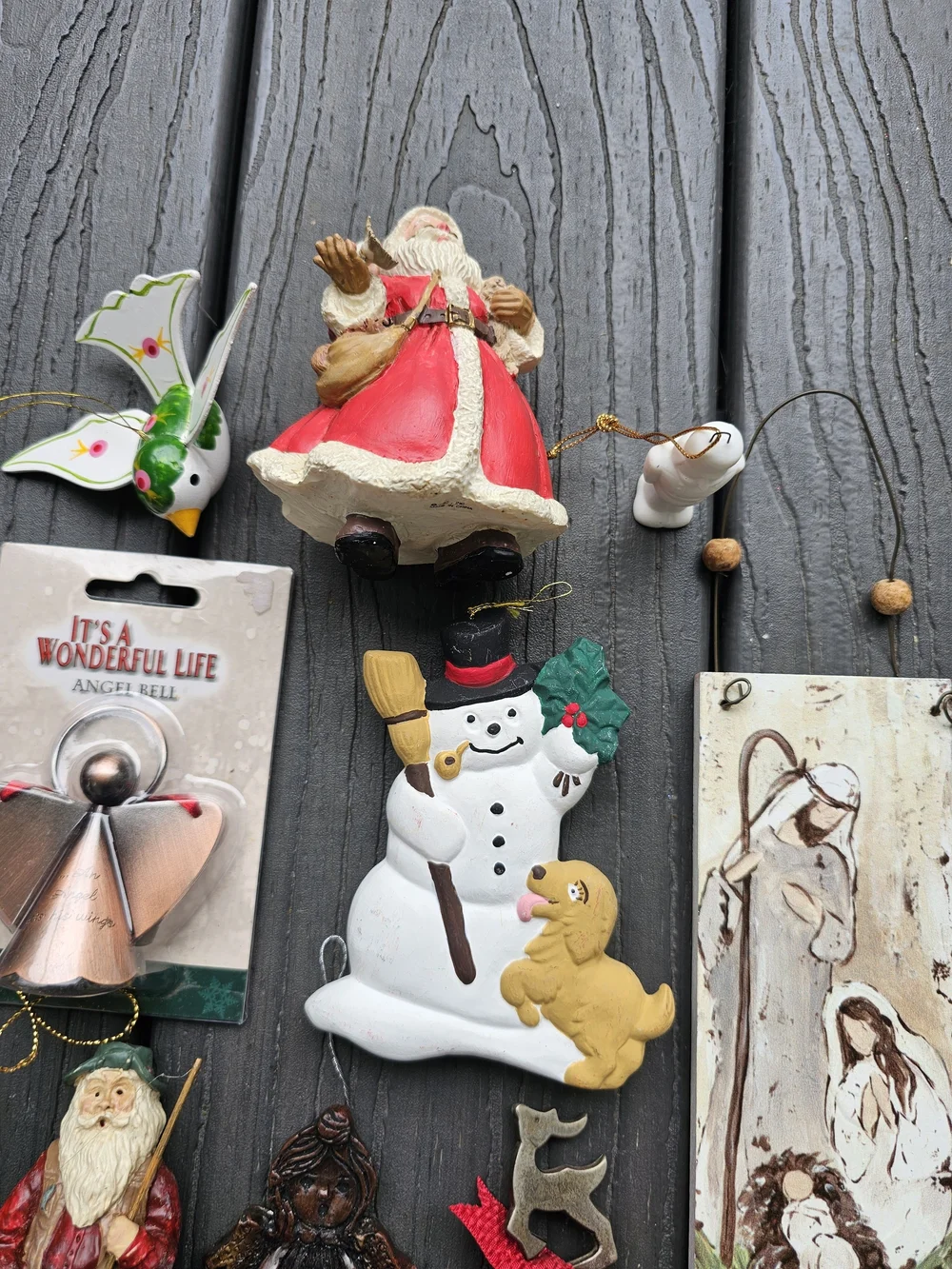 Vintage Christmas Ornament Lot / Bundle – Mixed Media & Themes (9 Pieces)